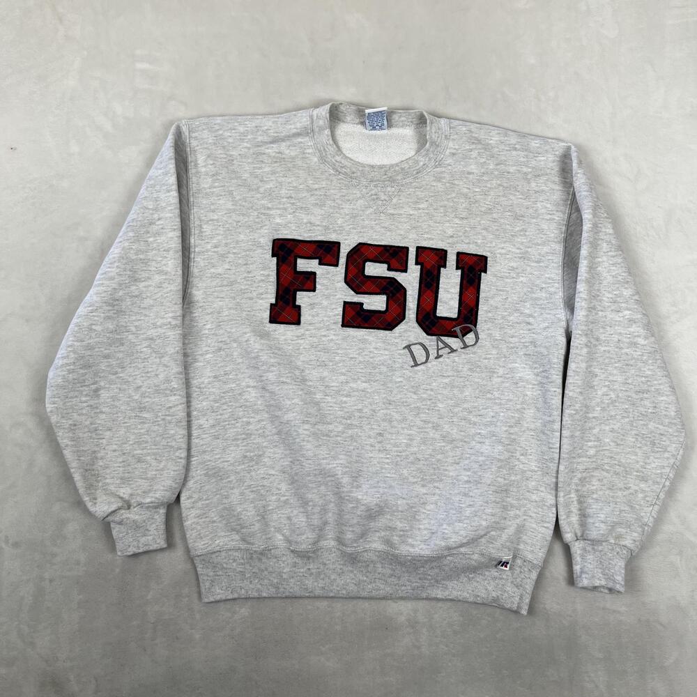 Vintage Florida State Seminoles Sweatshirt Mens Large "FSU DAD" Gray Russell USA
